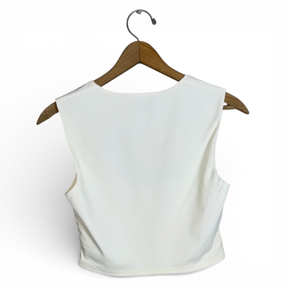Edikted White Square‎ Neck Cropped Tank Top Sleeveless Bodycon Size M NWT - Picture 2 of 6